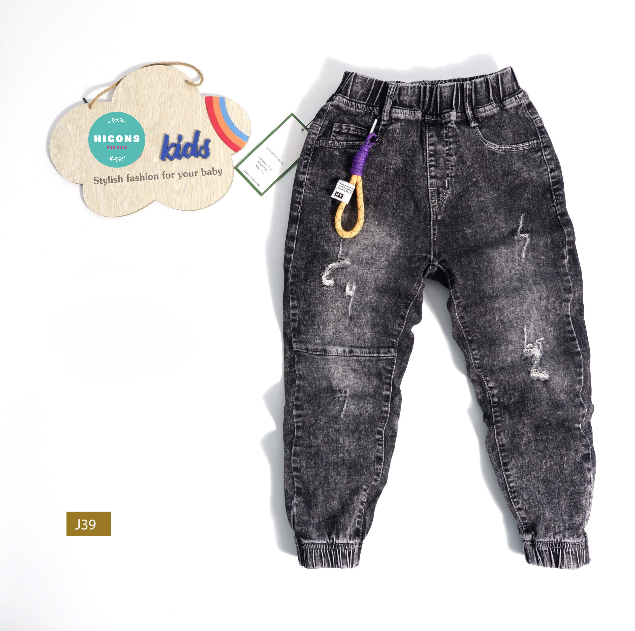 Quần jean Jogger bé trai màu đen J39