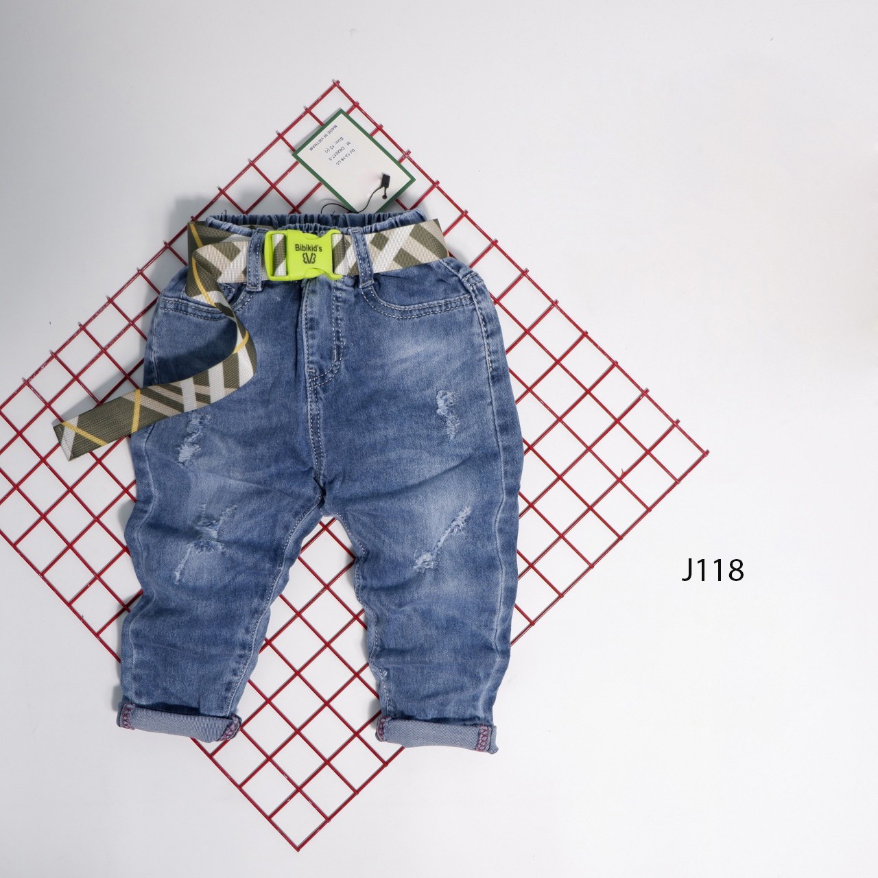 Quần jean bé trai mẫu mới màu xanh J118, size 9-18kg