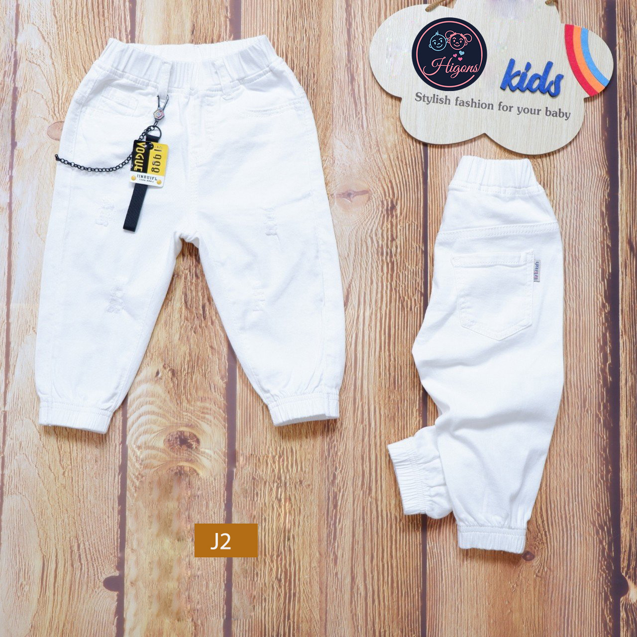 Quần Jean Jogger bé trai màu trắng J2